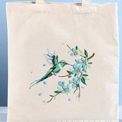 Bolsa de lona blanca bordado a mano DIY material bolsa de tela estudiante bolsa de hombro adulto hecho a mano principiante
