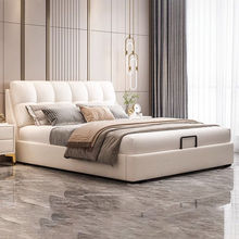 法式奶油风皮床现代简约轻奢床1.5米主卧大床双人床科技布床婚床