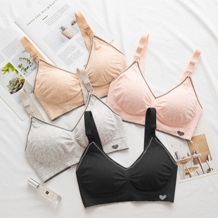 Modal Seamless Nursing Bra New Black Breathable Maternity Bra Elastic Large Sleep Bra Foreign Trade Cross-Border