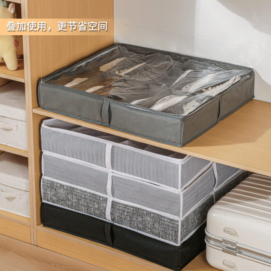 Amazon Hot Selling Bed Storage Box 12 Cage Transparent Partition Shoes Storage Box Foldable Dustproof Shoes Box