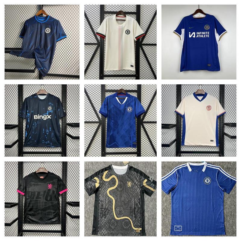 2526 新しいタイ版チェルシーホームとアウェイサッカーユニフォームレトロバージョン半袖サッカーユニフォーム成人男性プリント|undefined