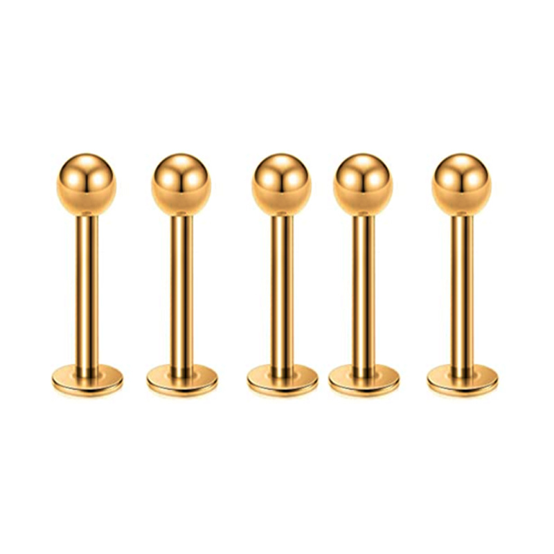 16G labret stud size and finish detail
