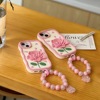 Apple, fuchsia iphone13, three dimensional phone case, 14promax, flowered, 11promax