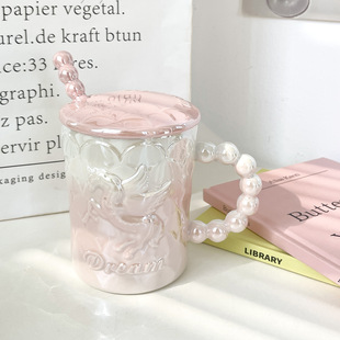 Ceramic Cup with Lid and Spoon Ins Style Mug Girl's High-value Water Cup Couple's Office Coffee Cup