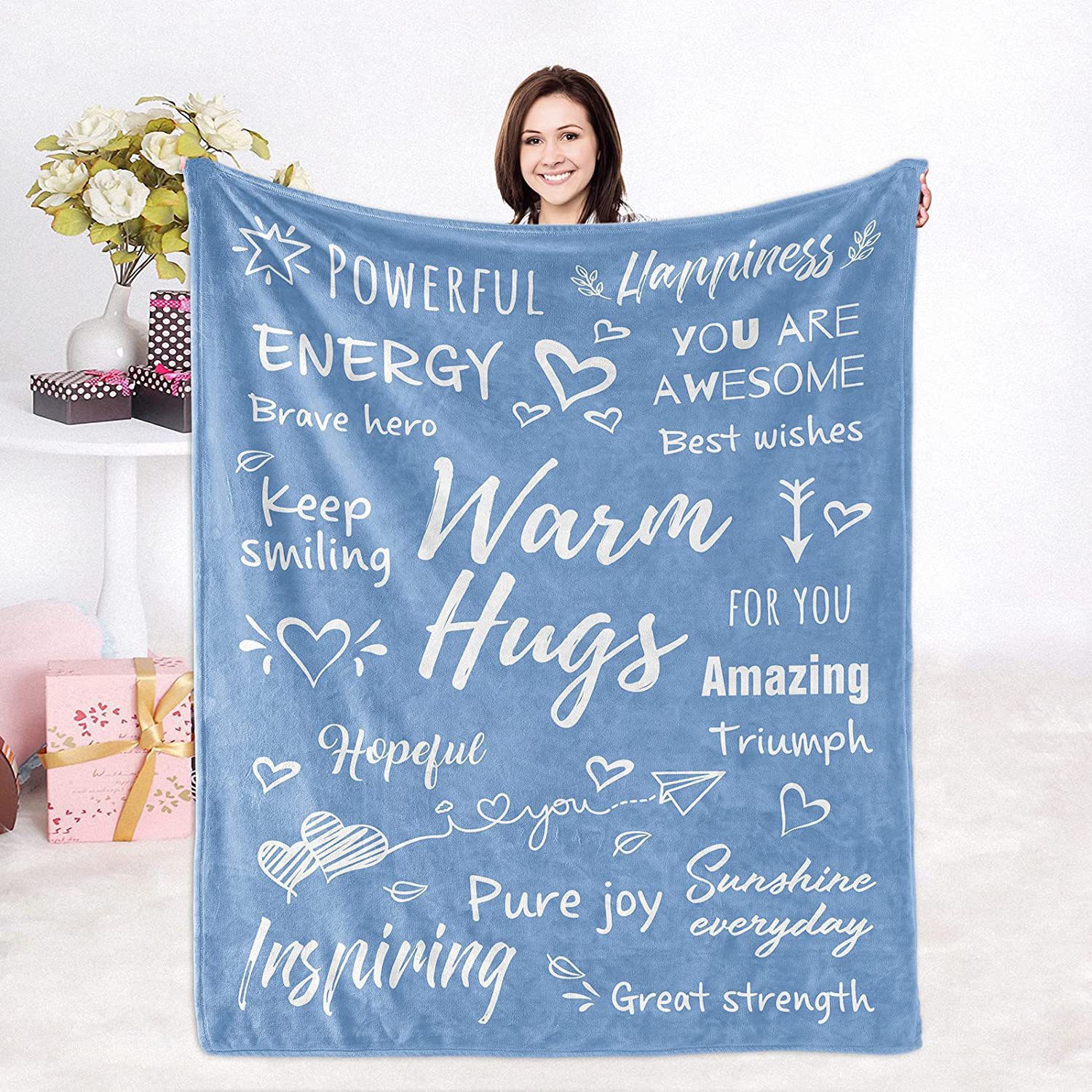 Ins letter envelope flannel healing text warm embrace gift nap blanket_voghion.com