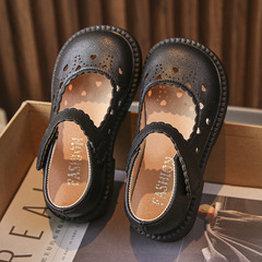 Children's Soft-Cheek Princess Shoes 2024 Spring and Autumn New Style English Style Baby Baby Shoes Black Children's Boots