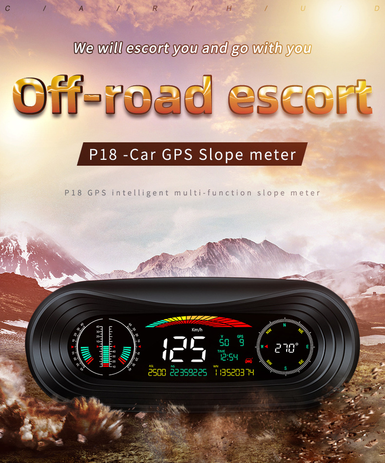Car Portable Instrument Hud Head-Up Display Color Screen Car-Mounted Hud Portable High-Definition Off-Road Level and Slope Meter