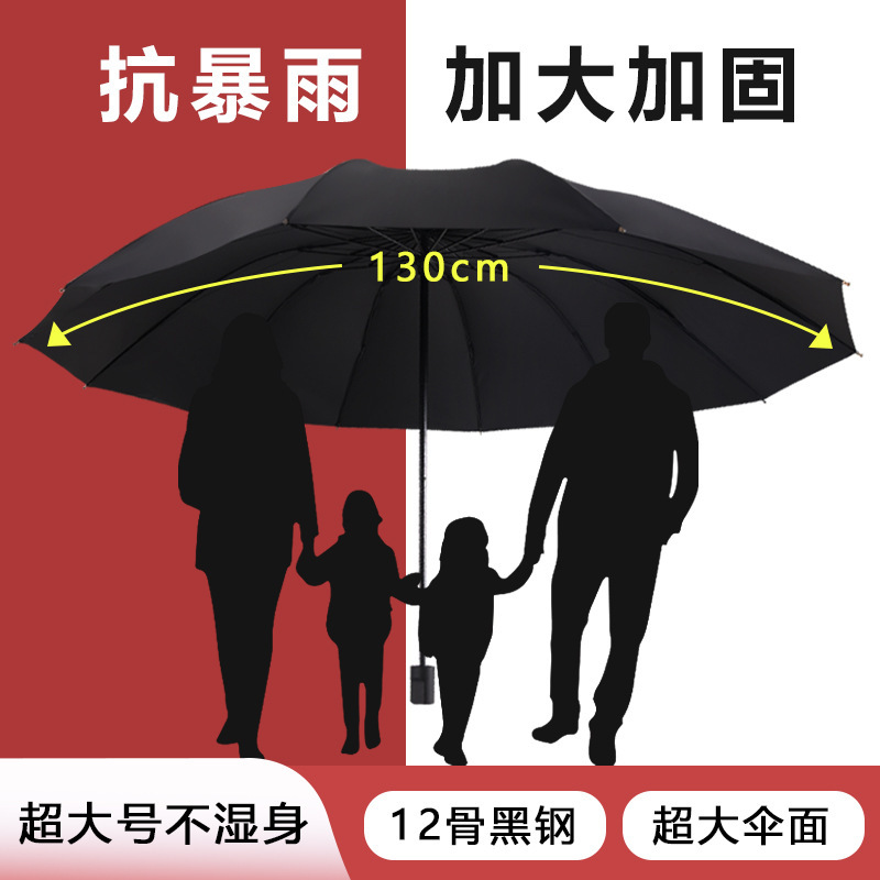 雨伞超大3-5人加大加厚加固抗风暴雨折叠手动双人超大号晴雨伞|undefined