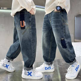 春秋新款男童牛仔裤儿童裤牛仔子宽松中大童牛仔裤潮洋气春秋童装