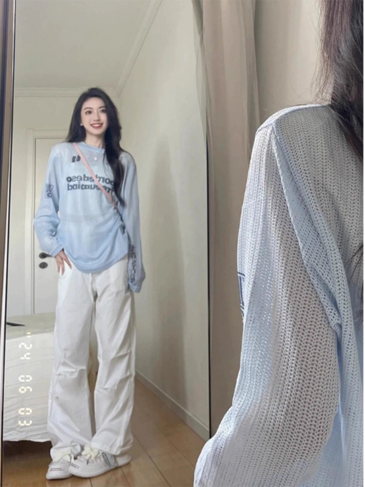 Летний свободный повседневный трикотажный топ с защитой от солнца, женская футболка с длинными рукавами и принтом в виде букв, модный китайский бренд