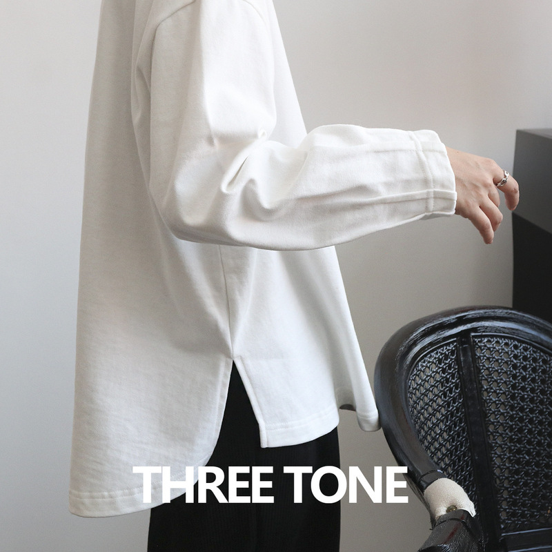 The Owner Keeps It for Himself and Sincerely Recommends It! More Design Sense, Pleated Sleeves, Heavy 300g Brushed Long-Sleeved T-Shirt for Women