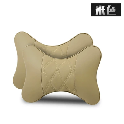 Headrest — neck pillow car interior accessories - a-pair-of-diamond-shaped-headrests-beige