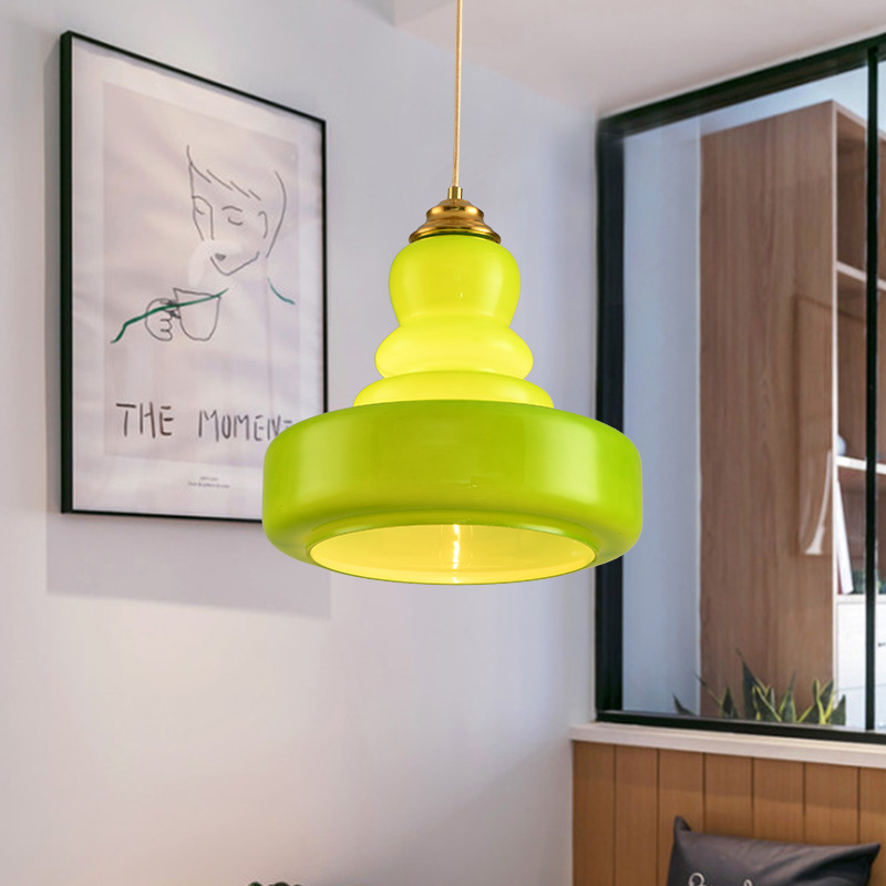 Lámpara de Araña de Estilo Retro Francés Americano, Decoración de Mesa Redonda para Restaurante, Bar, Dormitorio, Cristal Simple, Estilo Bauhaus de Mediados de Siglo