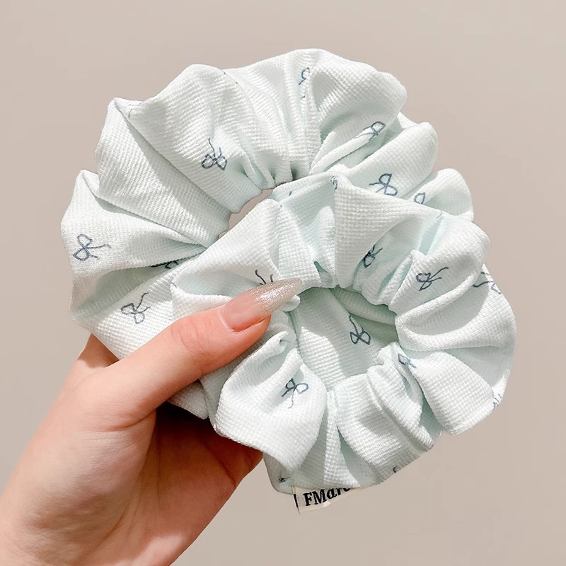 Haiyan Blue Bowknot Colorrect Hairy Circle para la cabeza femenina Cuerda de alta elasticidad para atar la cabeza de la bola Banda de goma de la cabeza de la cola de caballo baja Cuerda para el cabello tocado