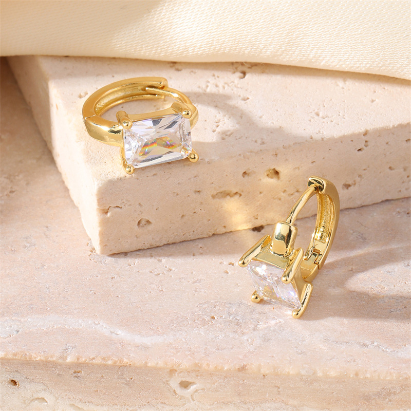 square trend geometric small design earrings with zircon