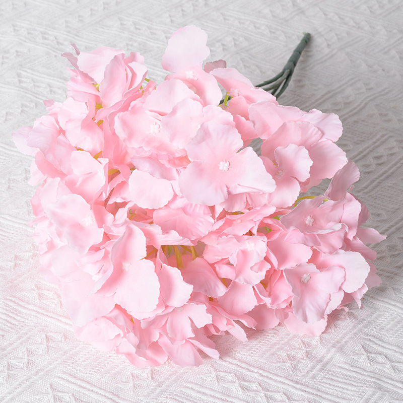 Hortensia artificial 5-cabeza paquete macaron Hortensia boda tiro diseño decoración del hogar flor falsa Flor de tela de seda