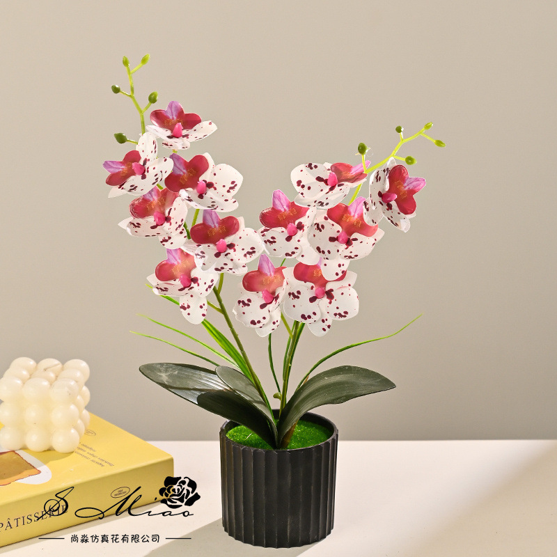 12 flores orquídeas mariposa sensación flor de simulación bonsai decoración del hogar fotografía flores de boda artificiales pequeños adornos verdes artificiales image 11