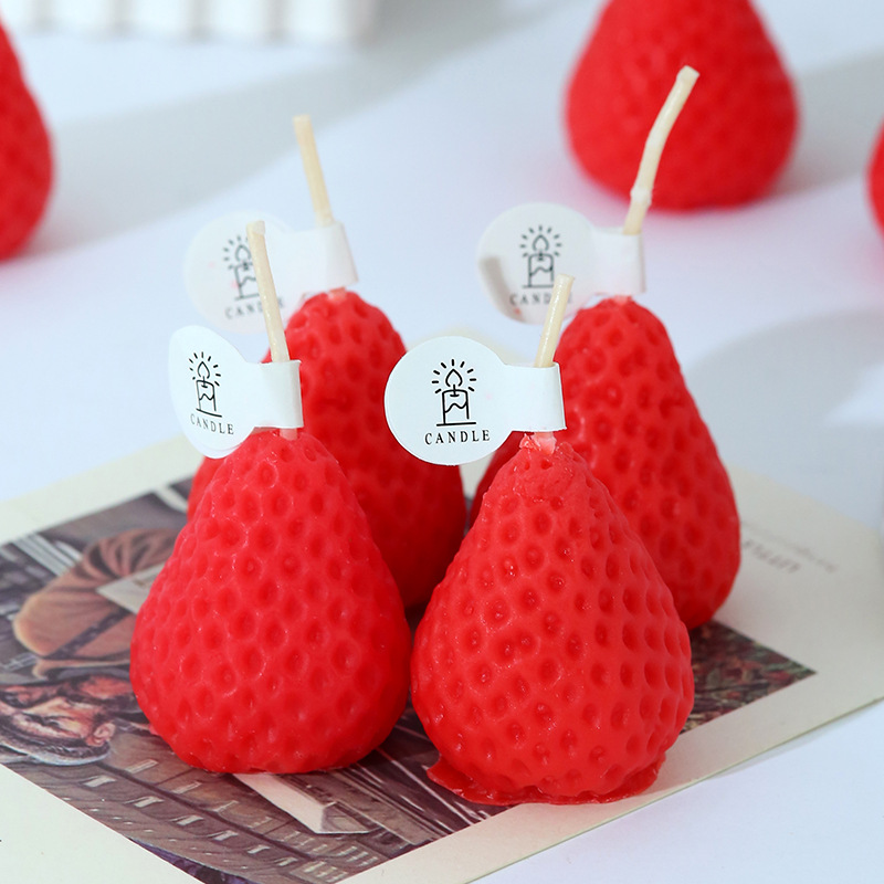 Fruta forma de fresa cera aromaterapia vela decoración al por mayor props lindo simulación creativa foto regalo cumpleaños