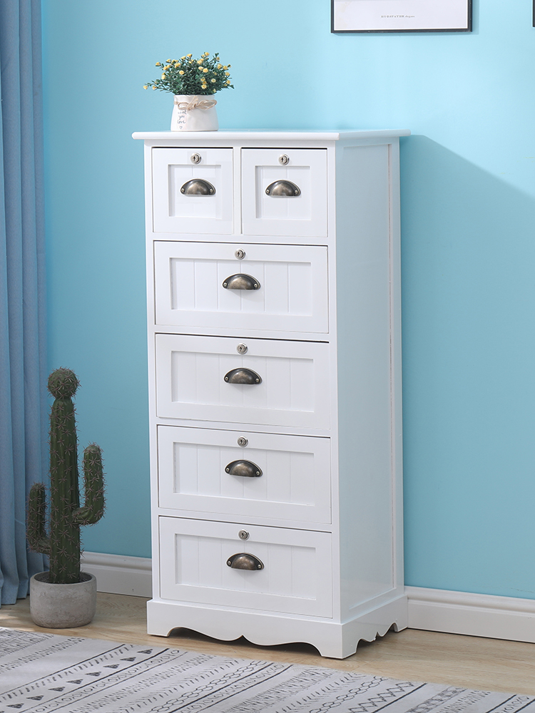 Colorful Bedside Table Solid Wood Bedroom Small Cabinet with Lock Storage Cabinet Living Room Chest of Drawers Simple Modern Storage Cabinet