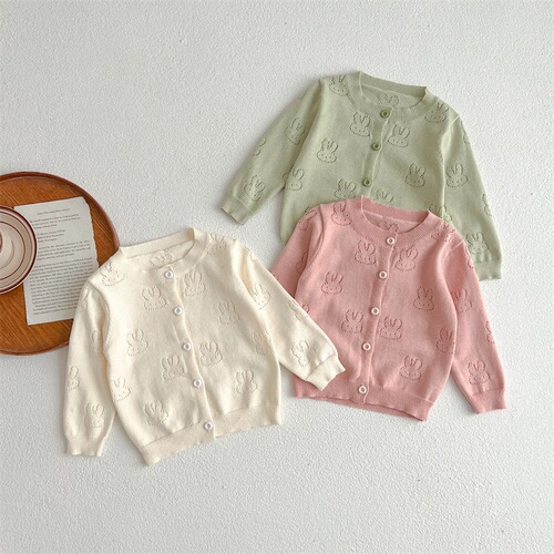 Hollowed-out children's knitted cardigan, girls 'long-sleeved coat, shawl, baby sweater, sunscreen, air-conditioning shirt, thin wholesale