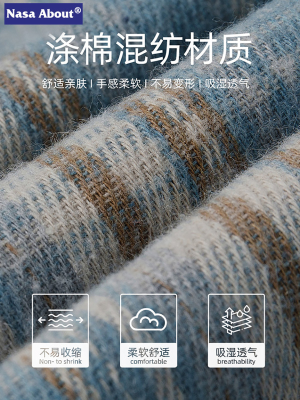 NASA春秋季格纹翻领衬衫休闲宽松上衣2025新款潮流百搭高级感衬衣|undefined