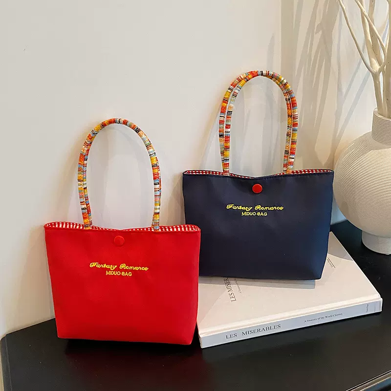 2025夏季新款大容量帆布包简约卡通可爱手拎女包时尚学生挎包