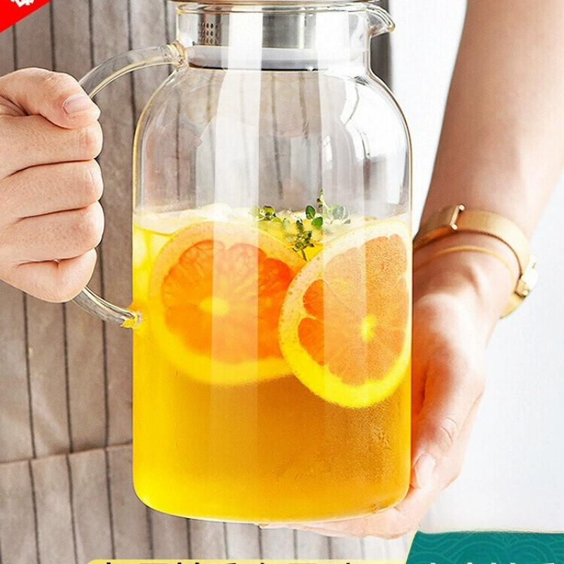 Стеклянный кувшин для холодной воды большой емкости для чая, бытовой, устойчивый к высоким температурам, подходит для кипящей воды, летнего использования.