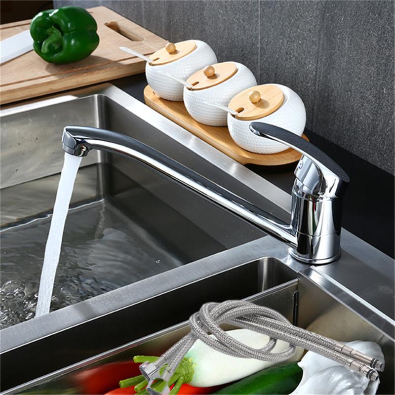 Lavabo de cocina Grifo de agua fría y caliente de boca larga Grifo de fregadero de olla de enano antiguo giratorio de un solo orificio universal image 8