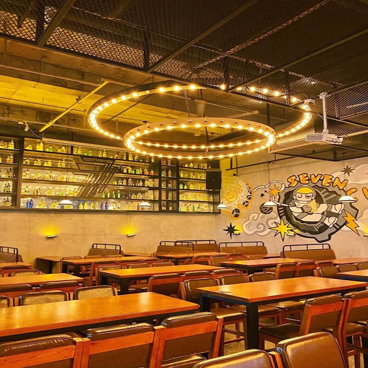 Viento industrial música bar chandelier LED retro bar decoración de bar de la comuna dorada atmósfera anillo chandelier