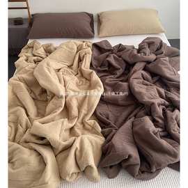 美拉德风全棉双层皱皱纱夏被空调薄被子纯棉亲肤柔软夏凉被芯床品