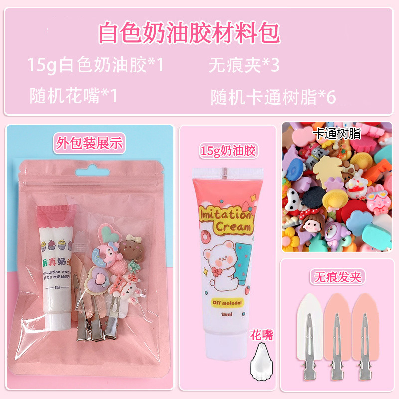 White cream hairgrip, materials set