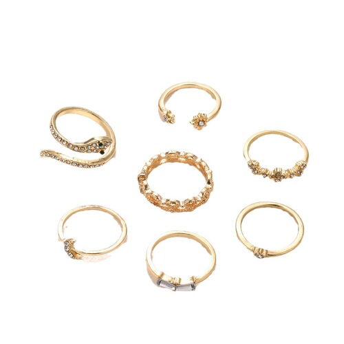 Eurasian cross-border best-selling Instagram creative geometric joint ring set for women, featuring hollow heart butterfly rings