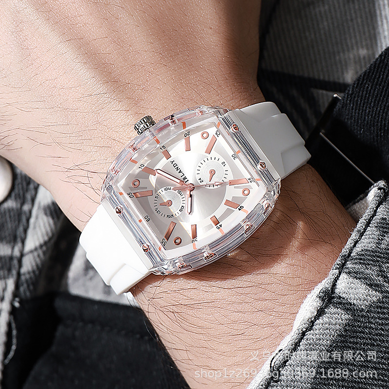 New Silicone Casual Hollow Men's Watch High-End Men's Quartz Watch Fully Automatic Non-Mechanical Men's Watch