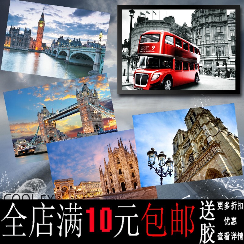 Free Shipping London Tower Bridge Notre Dame Big Ben Paris Italy Landmark Architecture Landscape Poster Living Room Decorative Painting