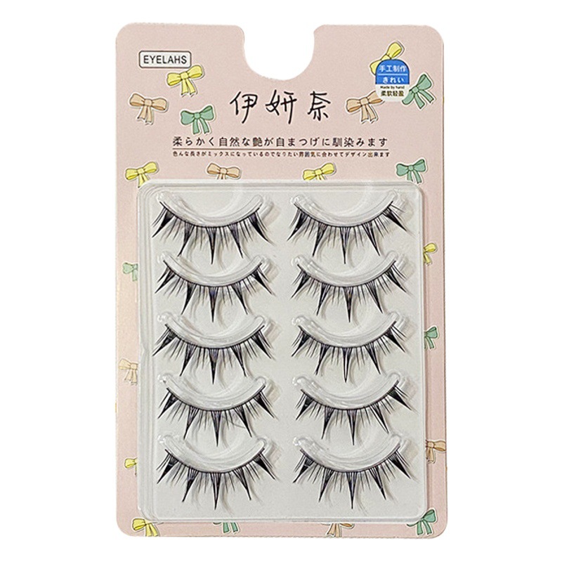 Barbie Ojo de dibujos animados pestañas postizas tamaño diablo grueso completo de una sola pieza novato ojo pestañas completo racimo negro tallo