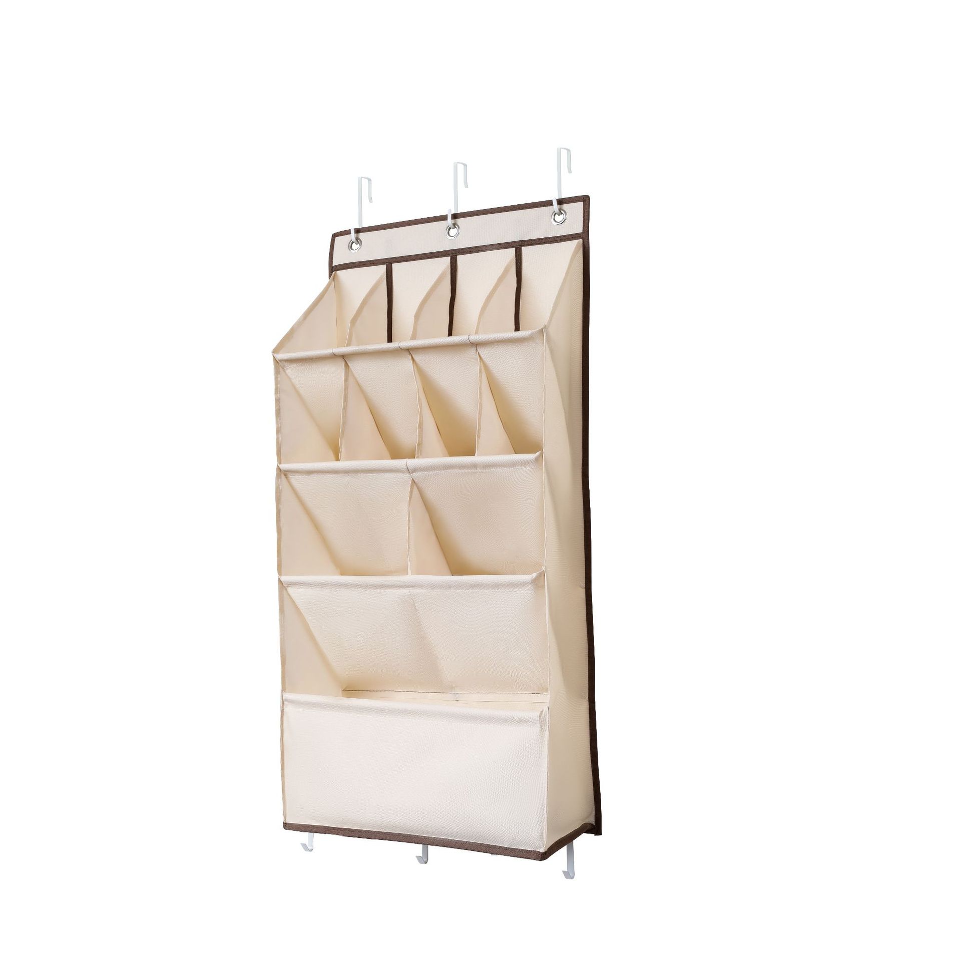 an der Wand montierter beigefarbener Schuhbeutel, multifunktionale Türaufbewahrung, Hängetasche, mehrschichtige Aufbewahrungstasche für Kleinigkeiten_voghion.com
