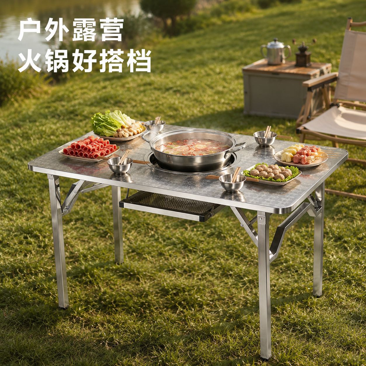 Commercial hot pot restaurant, cassette-style magnetic stove, hot pot table, integrated grill and baking station, foldable square and round dining table, and recessed hot pot table