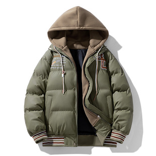 Customized Logo Cotton-Padded Jackets for Men and Women in Winter Fleece-Lined and Thickeneded Outdoor Cotton-Padded Jackets for Men, Handsome Casual and Trendy Fake Two-Piece Cotton-Padded Jackets My