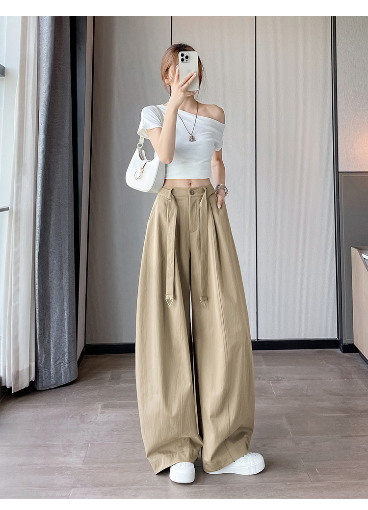 Quần culottes nữ ống rộng cạp cao chất liệu lụa mỏng mùa hè — Trắng thường xuyên chi tiết 22