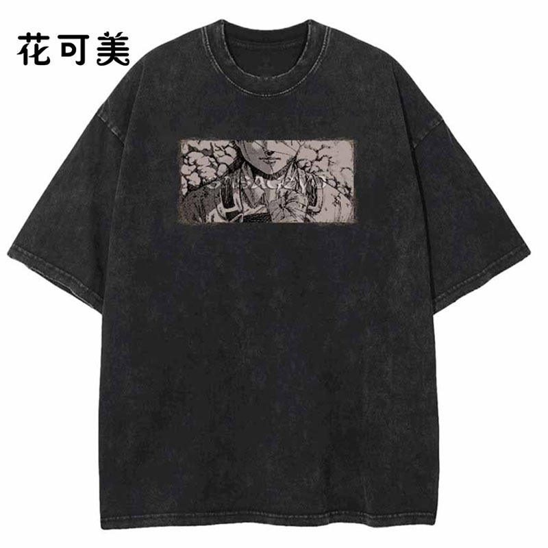 ダメージウォッシュレトロトレンド半袖メンズヘビーウォッシュダメージTシャツオーバーサイズトップ|undefined