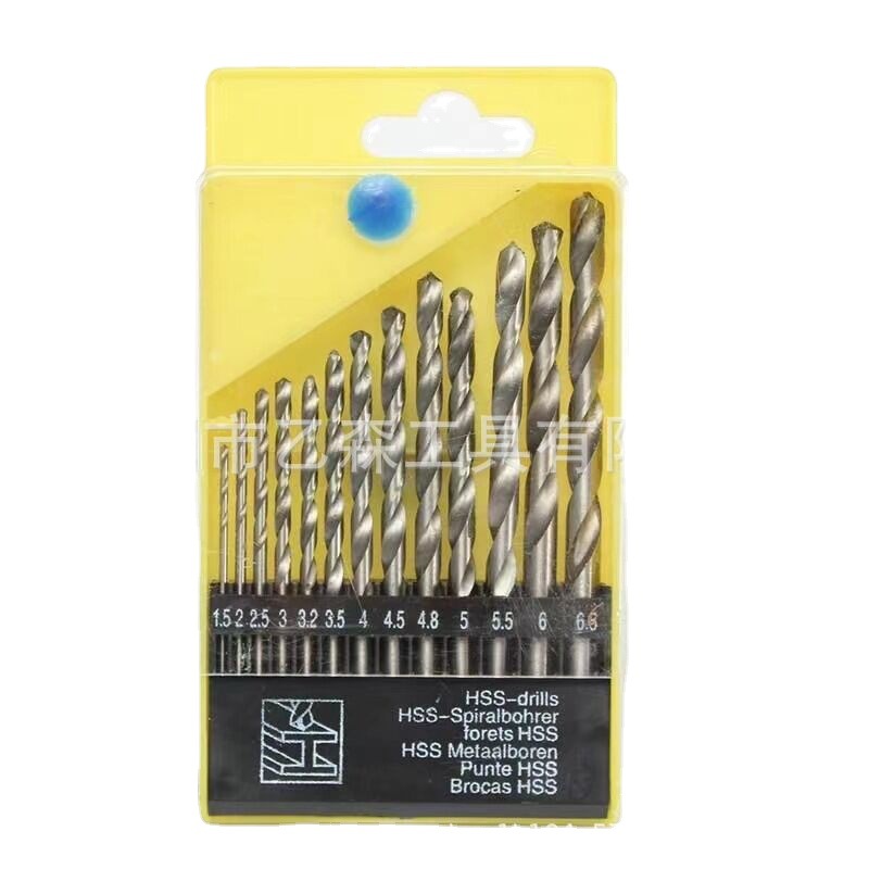 Factory supply high-speed steel titanium-plated 13pc twist drill set woodworking iron aluminum skin opening wholesale