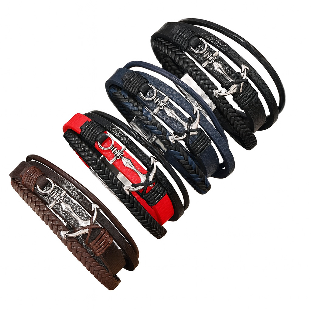 Men's Braided Leather Bracelet Waterproof Hypoallergenic Design_voghion.com