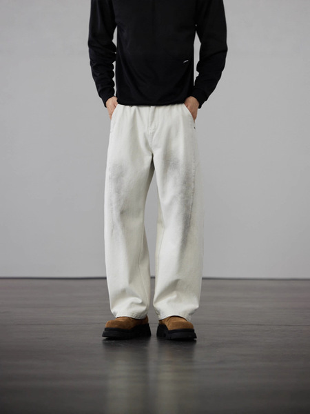 Spring retro demi-season denim trousers