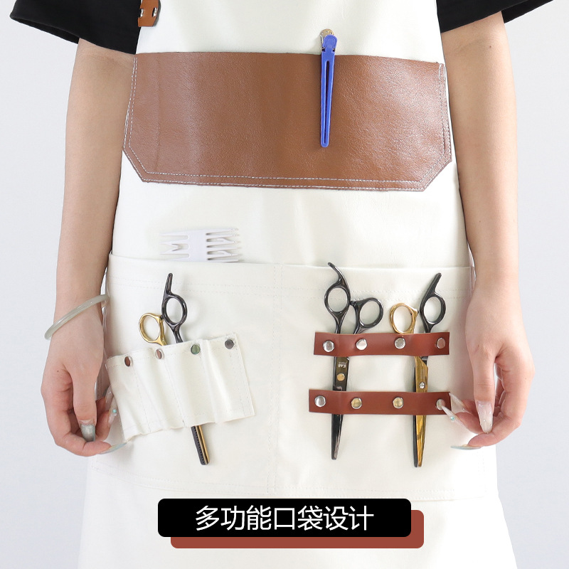 Transfronterizo Amazon nuevo delantal de PU cuero retro celebridad de Internet peluquero ropa de trabajo herramienta delantal fábrica de origen