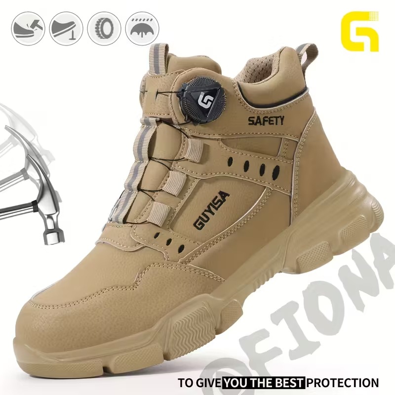 Zapatos de protección laboral para hombres anti-golpe anti-perforación zapatos de seguridad de aislamiento resistente al desgaste zapatos de trabajo de acero cabeza de botón inteligente zapatos de cabello para hombres