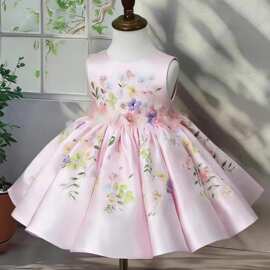 女童礼服轻奢小众高端婚礼花童小女孩蓬蓬裙儿童生日公主裙演出服