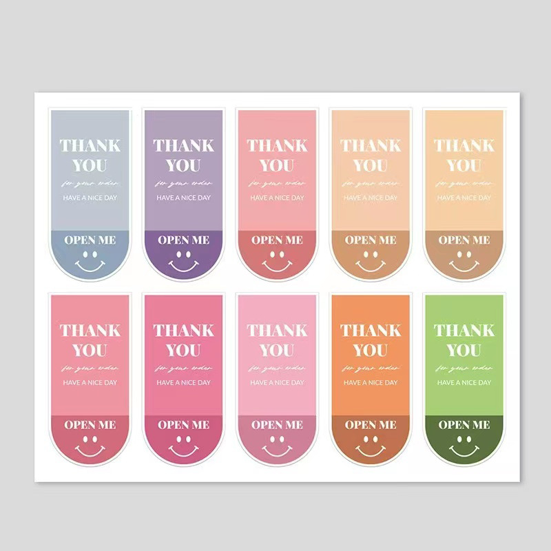 跨境亚马逊可爱表情OPEN ME异形THANK YOU感谢封口贴
