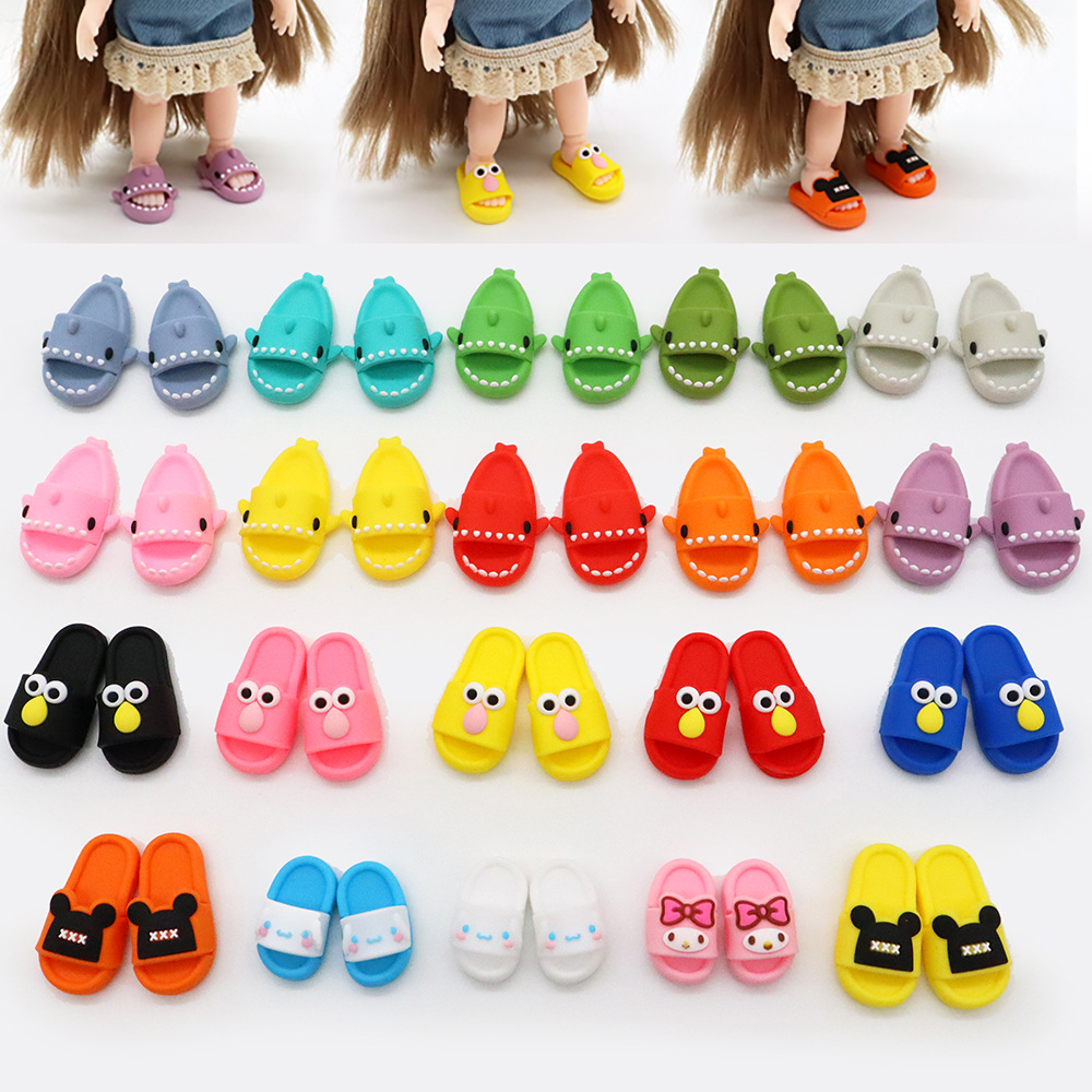상어 슬리퍼 미키 세서미 스트리트 미니 작은 샌들 만화 6 포인트 BJD 인형 신발 액세서리