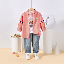 春秋款织带长袖衬衫老虎印花休闲舒适帅气百搭纯棉透气多色可选批