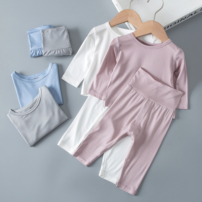 Baby Boneless Modal suit Male Baby High Waist Belly Protection Pajamas Pajamas Female Child Home Clothes Traceless Base